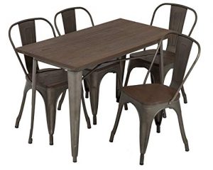 FDW Outdoor Dining Table and Chairs for 4 Patio Table Set 5-Piece Metal Dining Table Set 24x48 Inches Indoor Outdoor Dining Set Table and 4 Chairs Home Kitchen Restaurant Table Rectangular Dining Set