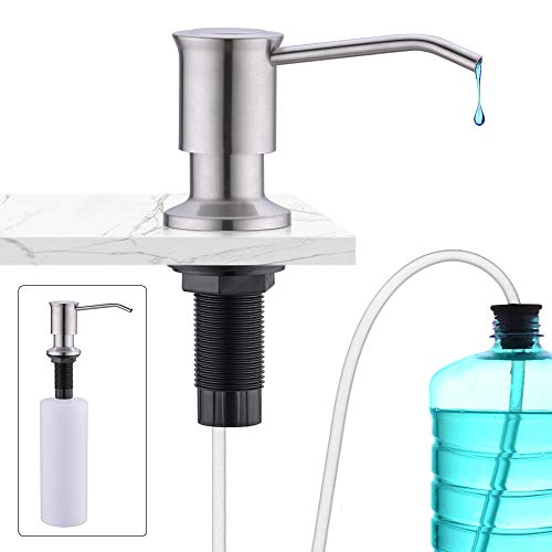 Stainless Steel Sink Soap Dispenser, Dish Lotion Dispenser With 39" No-spill Extension Tube Large Capacity 17 OZ Bottle - Easy Installation