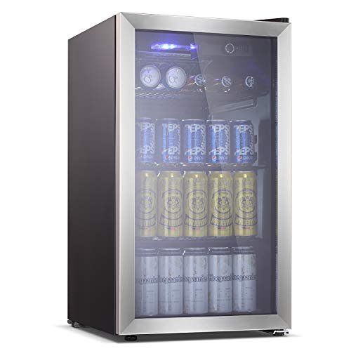 Antarctic Star Beverage Refrigerator Cooler - 100 Can Mini Fridge Glass Door for Soda Beer or Wine – Smoked Glass Door Small Drink Dispenser Machine for Home, Office or Bar, 3.2cu.ft.