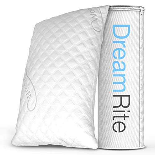 Dream Rite Shredded Hypoallergenic Memory Foam Pillow WonderSleep Series Luxury Adjustable Loft Home Pillow Hotel Collection Grade Washable Removable Cooling Bamboo Derived Rayon Cover- Queen 1 Pack
