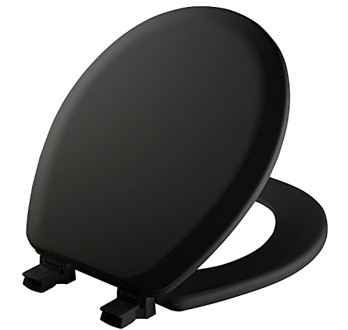 MAYFAIR 841EC 047 Toilet Seat will Never Loosen and Easily Remove, ROUND, Durable Enameled Wood, Black