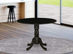 East West Furniture DLT-ABK-TP Dublin Table-Black Table Top Surface and Black Finish Pedestal Legs Hardwood Frame Round Wooden Dining Table