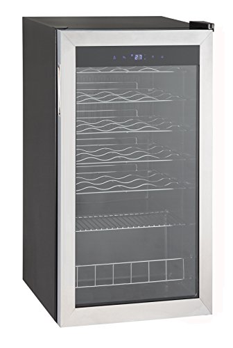 SMETA 3.1 cu ft 28 Bottles Wine Refrigerator with Stainless Steel Door No Frost Wine Cellar Fridge Freestanding Champagne Cooler,110V,Black,39.2℉~64.4℉