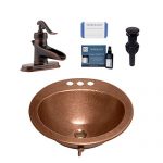 Sinkology SB101-19AC-F042-AMZ Bell Drop Bath Sink Pfister Ashfield Faucet and Drain Bathroom All-in-One Kit, Antique Copper