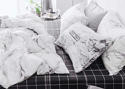 Wellboo White Comforter Set Marble Queen Women Bedding Sets Wellboo White Comforter Set Marble Queen Girls Bedding Units Cotton Males Full Trendy Quilt Black and White Luxurious Marble Comforter Black Texture Tender Well being Light-weight with 2 Pillowcases.