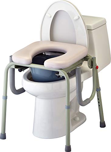 NOVA Medical Products Drop Arm Commode with Padded Seat and Back NOVA Medical Products Drop Arm Commode with Padded Seat and Back, Drop Down Arms for Easy Transfer, Stand Alone Bed Side Commode and Over The Toilet Commode, Comes with Bucket, Lid and Slash Guard.