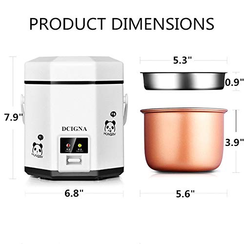 DCIGNA 1.2L Mini Rice Cooker, Electric Lunch Box, Travel Rice Cooker Small Package deal Dimensions: 6.Eight x 6.Eight x 7.9 inches