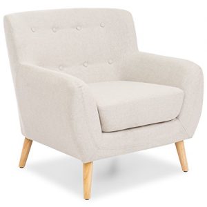 Best Choice Products Mid-Century Modern Linen Upholstered Button Tufted Accent Chair - Light Gray