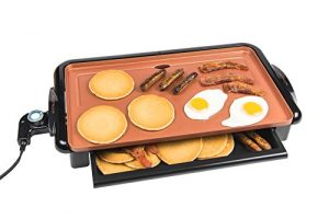 Nostalgia GD20C New and Improved Non-Stick Copper Griddle with Warming Drawer, Pancakes, Sausage, Eggs, Bacon, Omelettes