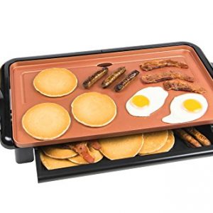 Nostalgia GD20C New and Improved Non-Stick Copper Griddle with Warming Drawer, Pancakes, Sausage, Eggs, Bacon, Omelettes