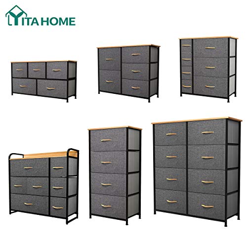 YITAHOME Dresser with 7 Drawers - Fabric Storage Tower YITAHOME Dresser with 7 Drawers - Cloth Storage Tower, Organizer Unit for Bed room, Residing Room, Hallway, Closets &amp; Nursery - Sturdy Metal Body, Picket Prime &amp; Simple Pull Cloth Bins (Cool Gray).
