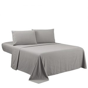 Sfoothome Queen Sheets Set - Gray Hotel Luxury 4-Piece Bed Set, Extra Deep Pocket, 1800 Series Bedding Set, Sheet & Pillow Case Set (Queen, Gray)