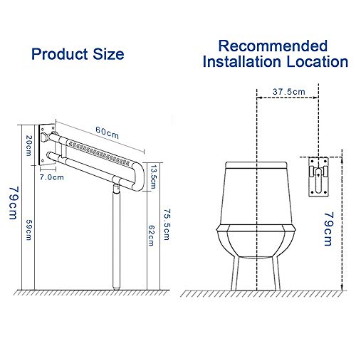 29.5 INCH Medical Safety Toilet Grab Bar Handicap Bathroom Seat 29.5 INCH Medical Safety Toilet Grab Bar Handicap Bathroom Seat Support Foldable Skid Resistance Toilet Bathroom Bar Bathroom Hand Grips for Disability Aid and Elderly Assistance White.