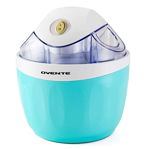 Ovente Electric Ice Cream Maker 1 Liter, 15 Watts Sorbet and Frozen Yogurt Machine, Quick Easy and Healthy Homemade Dessert Mix Creation, Perfect for Summer Day and Party, Blue (ICM110BL)