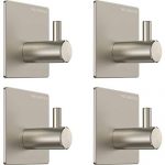 The Chestnut Wall Hooks Adhesive for Hanging Towels - Set of 4 - Premium Adhesive Hooks Heavy Duty - Towel Hooks for Bathrooms - Robe Hook Brushed Nickel - Sticky Hanging Wall Hangers Without Nails
