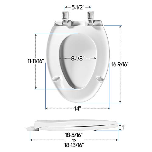 MAYFAIR Toilet Seat will Slow Close, Never Loosen and Easily Remove MAYFAIR 1887SLOW 000 Toilet Seat will Slow Close, Never Loosen and Easily Remove, ELONGATED, Long Lasting Solid Plastic, White.