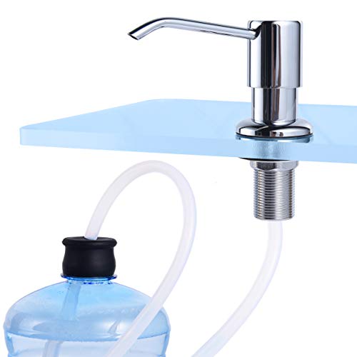 Soap Dispenser (Chrome) with Extension Tube Kit for Kitchen Sink, Complete Brass Pump with 40" Silicone Tube Connect to The Bottle Directly