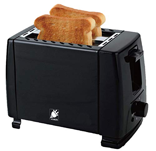 J-Jati Toaster Pop up Bread Toaster, 2 Slice Bread Toaster, 7 Browning levels, Crumb Tray, 700 Watt, Auto Pop Up, and Auto Shut off. Wide Slot Pop up Bread Toaster, TS007, Black