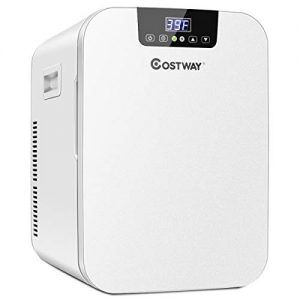 COSTWAY 20L Compact Mini Refrigerator, 16℉-149℉ Portable Cooler Warmer Fridge with Digital Temperature Control for Cosmetics, Makeup, Single Door Skincare Fridge for Car, Home, Office, Dorm(White)