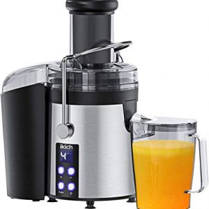 IKICH Centrifugal Juicer 4 Speed Juice Extractor Real 3'' Feeder Chute, Digital Display Juicer Maker Creates More Juice and High Nutrient Juicer Machine with 16oz Portable Bottle and Recipes