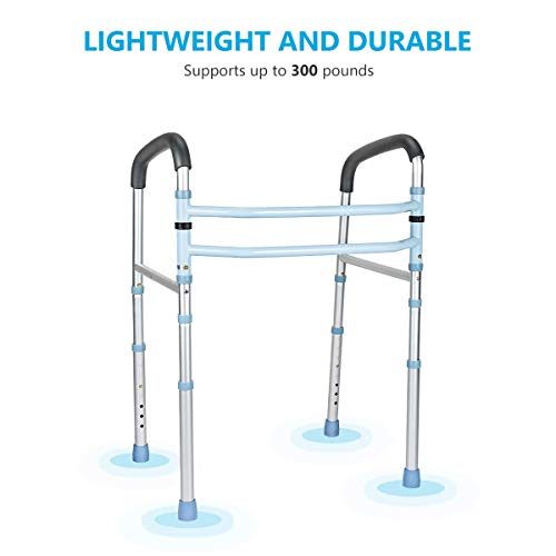 OasisSpace Stand Alone Toilet Safety Rail - Heavy Duty OasisSpace Stand Alone Toilet Safety Rail - Heavy Duty Medical Toilet Safety Frame for Elderly, Handicap and Disabled - Adjustable Bathroom Toilet Handrails Grab Bar, Fit Any Toilet.