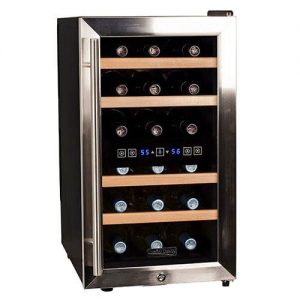 Koldfront TWR187ESS 18 Bottle Free Standing Dual Zone Wine Cooler, Black and Stainless Steel