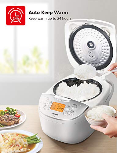 Toshiba Cooker 6 Cups Uncooked (3L) with Fuzzy Logic and One-Touch Cooking Toshiba TRCS01 Cooker 6 Cups Uncooked (3L) with Fuzzy Logic and One-Touch Cooking for Brown, White Rice, and Porridge.