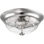 Prominence Home 51382 Designer Series Flushmount Lighting, 13" Seeded Glass, Low Profile, Brushed Nickel