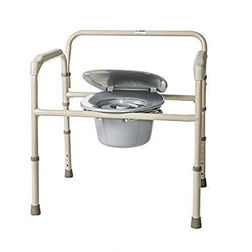 HEALTHLINE Heavy Duty Commode Bariatric HEALTHLINE Heavy Duty Commode Bariatric, Medical Bedside Folding Bariatric Commode Chair Toilet for Elderly Seniors Disabled, Wide, 650 lbs, Gray.