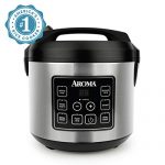 Aroma Housewares 20 Cup Cooked (10 cup uncooked) Digital Rice Cooker, Slow Cooker, Food Steamer, SS Exterior (ARC-150SB),Black