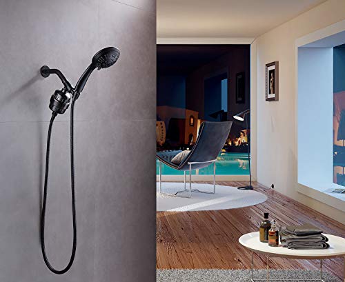 G-Promise Luxury Filtered Handheld Shower Head - Elevate Your Shower Experience with 10-Stage Filter, Adjustable Metal Bracket, and Extra-Long Leak-Free Hose in Elegant Oil Rubbed Bronze G-Promise Luxury Filtered Handheld Shower Head has transformed my daily routine. The metal bracket, crafted from patented 100% solid brass, ensures a worry-free life, providing unwavering support to the weight of the shower head and filter. The 10-stage filter works like a charm, reducing heavy metals, chlorine, rust, and sediment, guaranteeing a revitalizing bath. The extra-long stainless steel hose, extending from 63 to 75 inches, combined with the filter length, gives a shower range of 79.5 inches – perfect for versatile use.