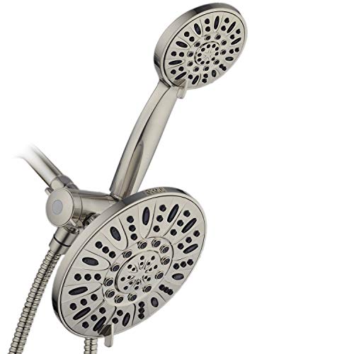 AquaDance Brushed Nickel 7" Premium High Pressure 3-Way Rainfall Combo with Extra Long 72 inch Hose – Enjoy Luxury 6-Setting Rain Showerhead and Matching Hand Held Shower Separately or Together