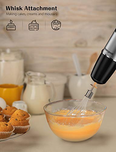 homgeek Immersion Hand Held Blender 500w 6-Speed homgeek Immersion Hand Held Blender 500w 6-Pace, Stainless Metal Emulsion Blender with Egg Beater BPA Free for Sizzling Soup Sauces Juices Smoothies Puree Toddler Meals Black.