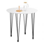 Kealive Dining Table Round Wood White Coffee Table Modern Style MDF Tabletop and Metal Legs Compact Size in Kitchen Dining Room, Living Room or Home Office, Mid Century Leisure Table