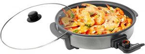 Ovente Round Electric Frying Pan Skillet, Granite with Tempered Glass Lid and Thermostat Control, 12inch Diameter (SK10112B)