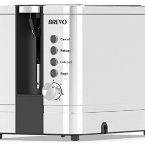 BREVO 2-Slice Extra Wide Slot Toaster for Bagel Breakfast with Brushed Stainless Steel Reheat Defrost 7-Shade Control