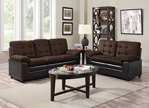 GTU Furniture 2Pc Chocolate Microfiber Sofa and Loveseat Set