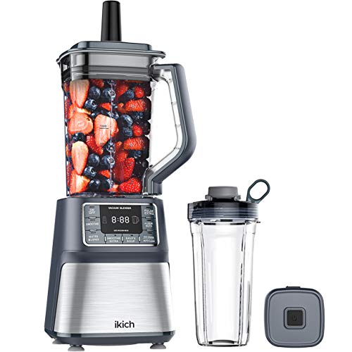 IKICH Vacuum Blender & 25oz Smoothie Cup, Professional Blender Ice Crusher, High-Speed Countertop Kitchen Smoothie Maker with LCD Screen & Timer