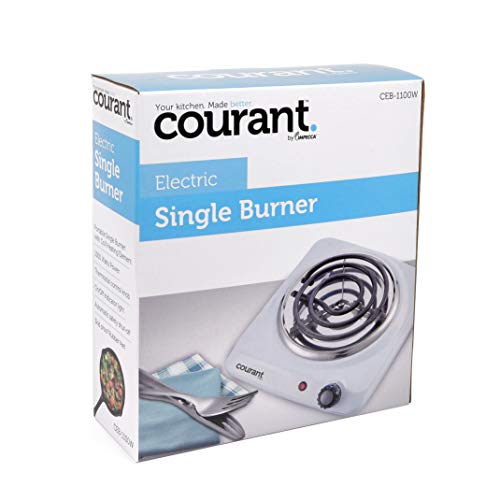 Courant Electric Burner, Countertop Single coiled portable Hotplate Courant Electrical Burner, Countertop Single coiled moveable Hotplate 1000W, White.