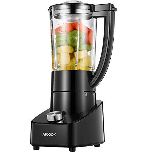 Blender Smoothie Blender 48oz Glass Jar Countertop Blender with Smart Speed Control, Stainless Steel Blade, Pulse/Ice Crush/Frozen Drinks Function Blender for Shakes and Smoothies, 700W, Aicook