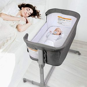 3 in 1 Baby Bassinet, Bedside Sleeper for Baby, Playpen, Easy Folding Portable Crib (Grey)- KoolaBaby