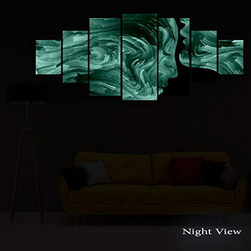 Startonight Large Canvas Wall Art Abstract - Lovers in Colored Shapes Startonight Giant Canvas Wall Artwork Summary - Lovers in Coloured Shapes - Big Framed Fashionable Set of seven Panels 40 x 95 Inches.