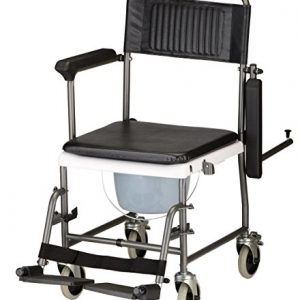 NOVA Drop Arm (for Easy User Transfer) Transport Chair Commode, Rolling with Locking Wheels & Removable Padded Seat