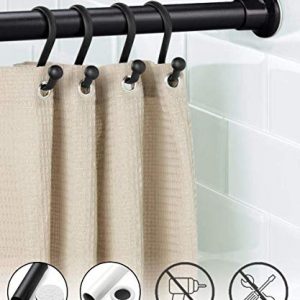 Oxdigi Tension Shower Doorway Curtain Rod Short / 43.3-63 inches Small No Drilling Adjustable Window Curtain Rod for Bethroom, Indoor Decor/Black