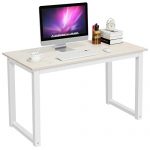 YAHEETECH Modern Computer Desk Writing Study Table Dining Table for Home Office, PC Laptop Cart Workstation, Beige