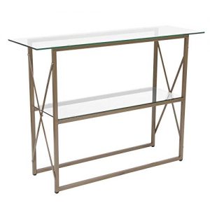 Flash Furniture Mar Vista Collection Glass Console Table with Matte Gold Frame,