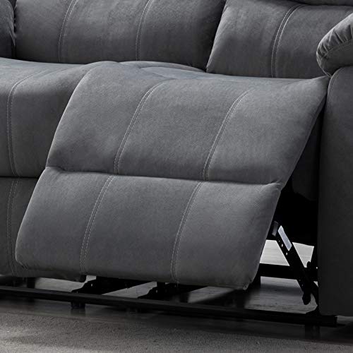 Reclining Dwelling Room Upholstered Couch, Set with 4 AC Pacific 2-Piece Reclining Dwelling Room Upholstered Couch, Set with 4, Couch and Loveseat, Gray