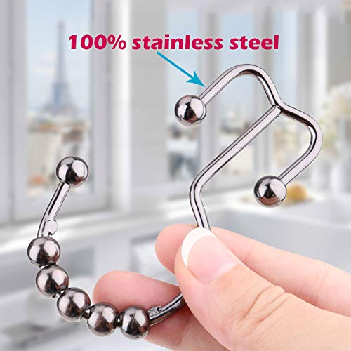 Yoocylii Metal Double Glide Shower Hooks Rings Yoocylii Metal Double Glide Shower Hooks Rings,Shower Curtain Rings Stainless Steel for Bathroom Shower Rods Curtains Hooks,Set of 12 (Oil Rubbed Bronze).