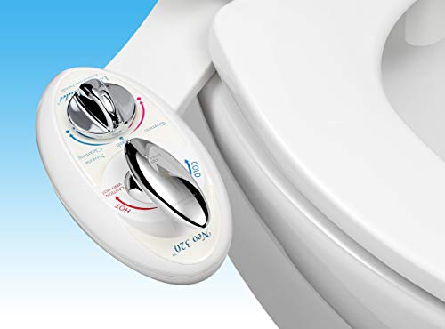 Luxe Bidet Neo 320 - Hot and Cold Water Non-Electric Bidet Toilet Attachment for Sanitary and Feminine Wash w/Self-cleaning Dual Nozzle (White and white)