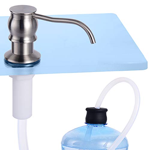 Sink Soap Dispenser (Brushed Nickel) with 40" Silicone Extension Tube Kit, Complete Brass Pump